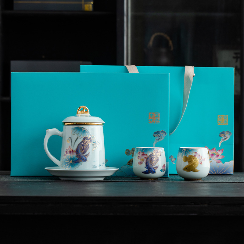 陶瓷泡茶杯茶水分离杯子侘寂杯家用高档个人专用喝茶杯办公室水杯